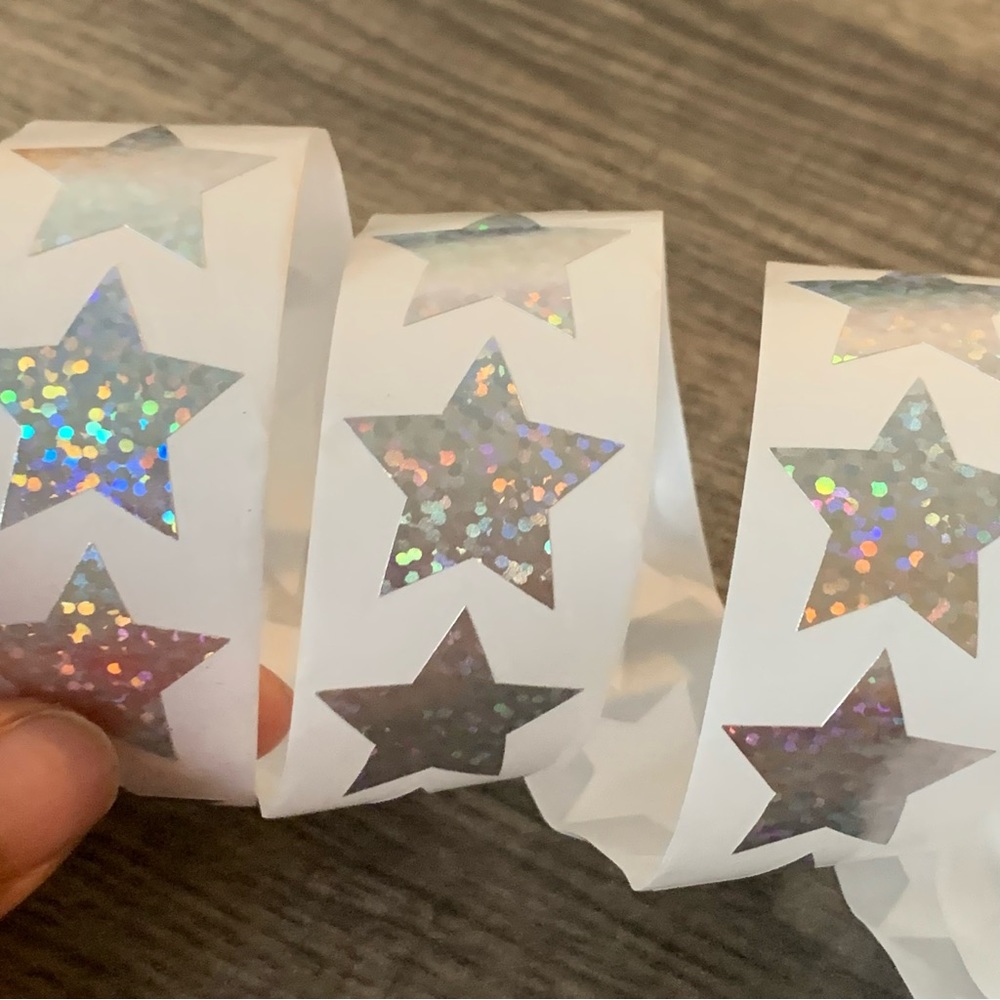 🍒🍒 Reflective Silver Stars Stickers - Picture 3 of 4